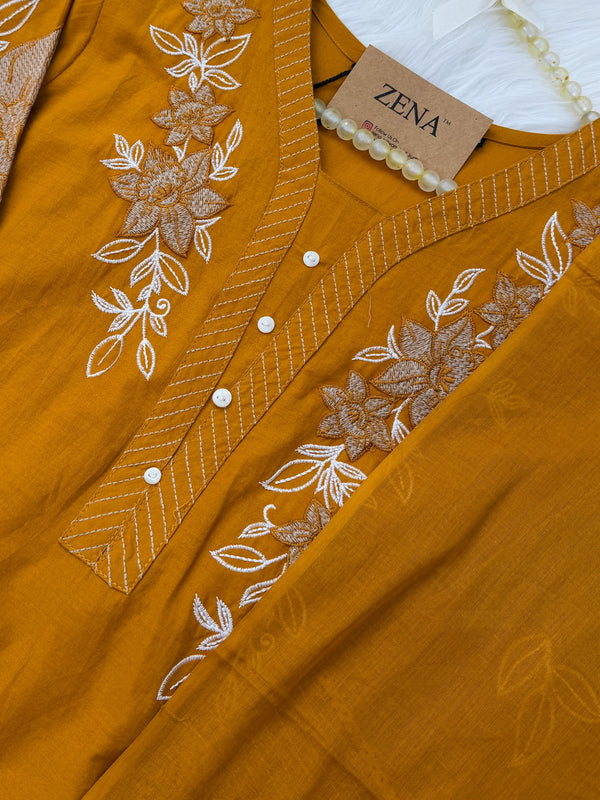 ✨ Pure Cotton Embroidered Kurti Set