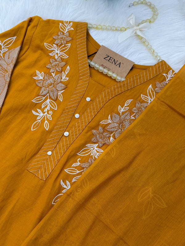 ✨ Pure Cotton Embroidered Kurti Set