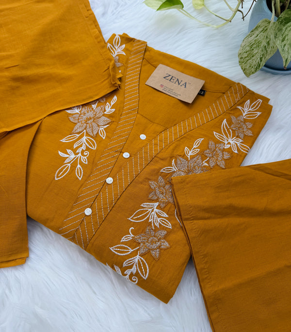 ✨ Pure Cotton Embroidered Kurti Set