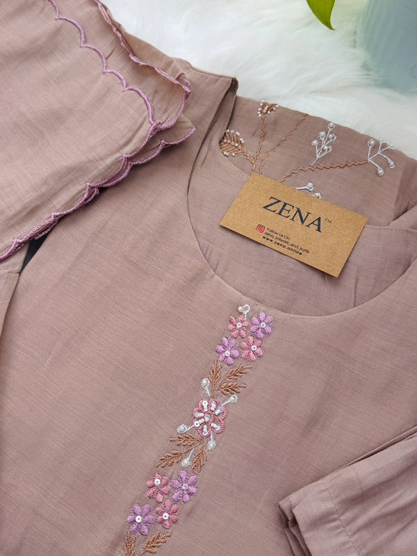 ✨ Pure Mul Chanderi Embroidery Work Kurti Set
