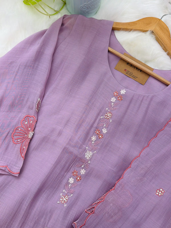 ✨ Pure Mul Chanderi Embroidery Work Kurti Set
