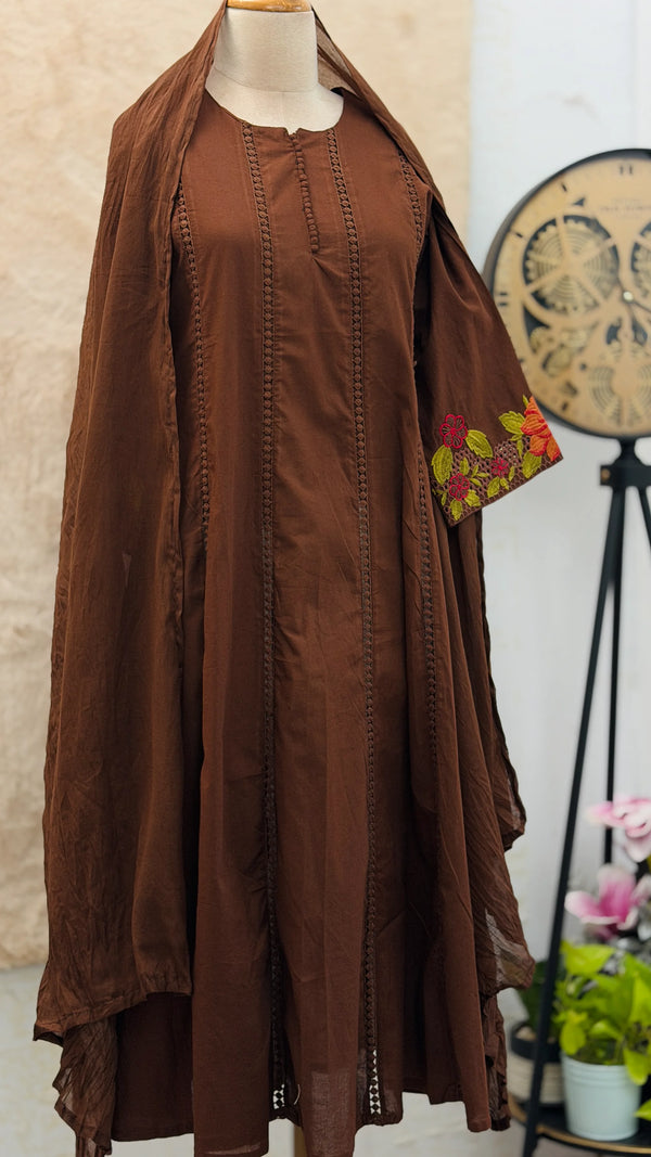 ✨ Premium Cotton Embroidered Kurti Set