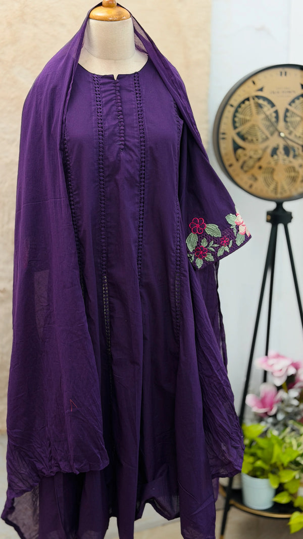 ✨ Premium Cotton Embroidered Kurti Set