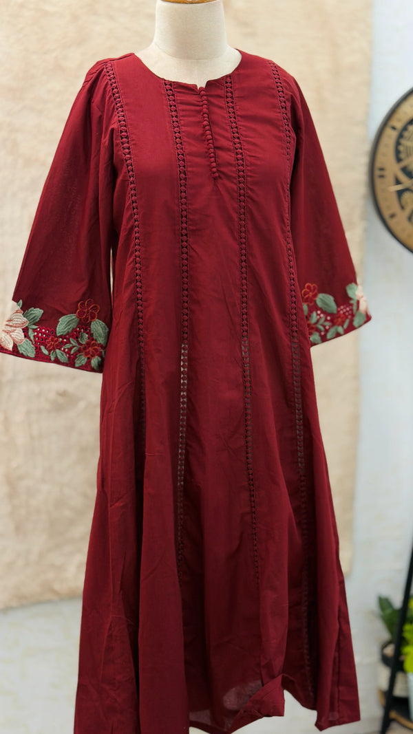✨ Premium Cotton Embroidered Kurti Set