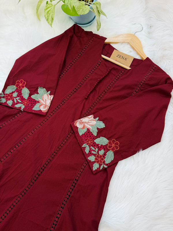 ✨ Premium Cotton Embroidered Kurti Set