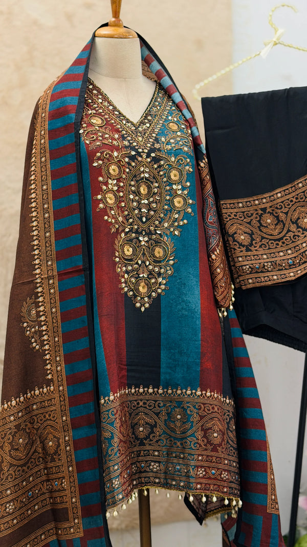 ✨ Embroidered Hand-Detailed Farshi Salwar Set