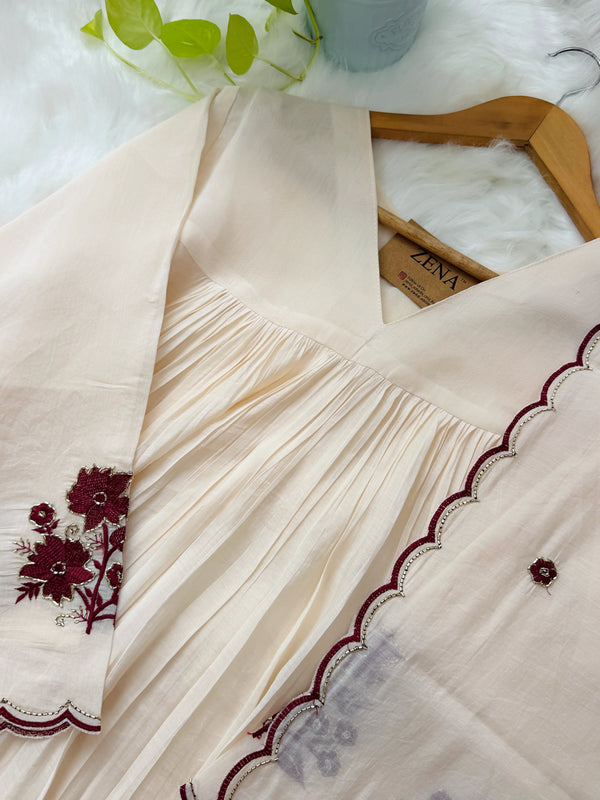 ✨ Mul Chanderi Handwork Anarkali Set
