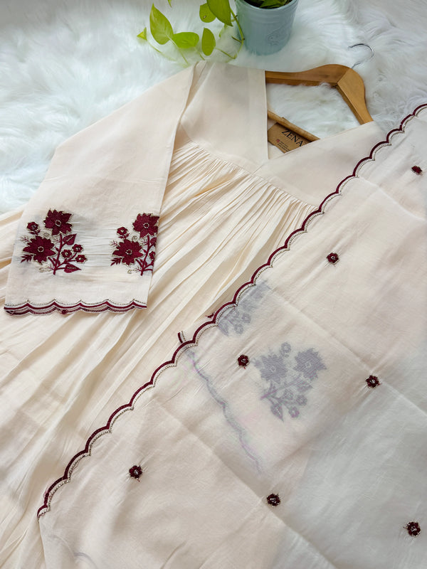 ✨ Mul Chanderi Handwork Anarkali Set