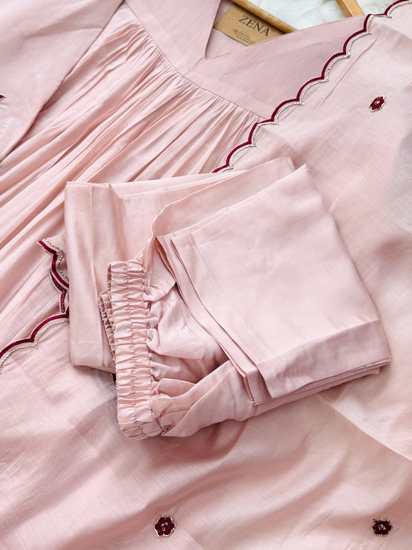 ✨ Mul Chanderi Handwork Anarkali Set