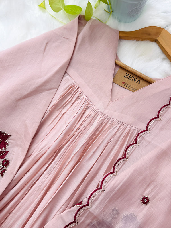 ✨ Mul Chanderi Handwork Anarkali Set