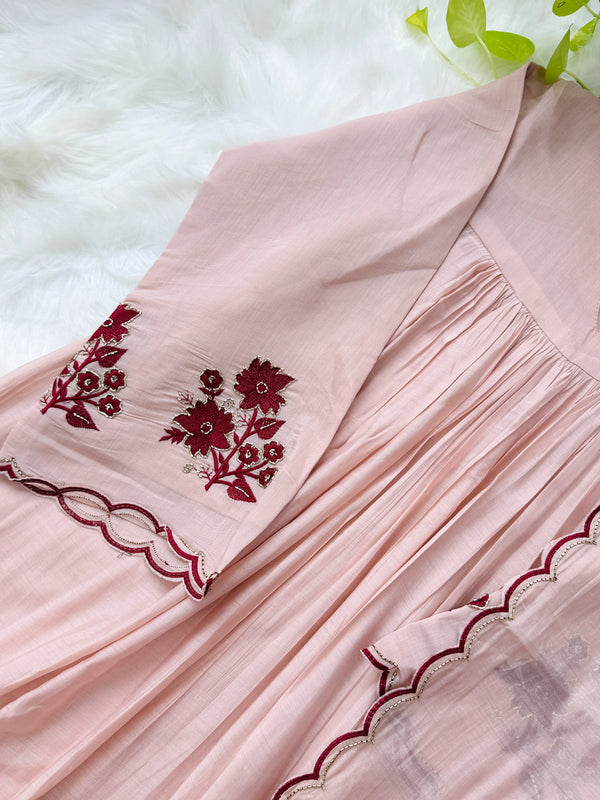 ✨ Mul Chanderi Handwork Anarkali Set