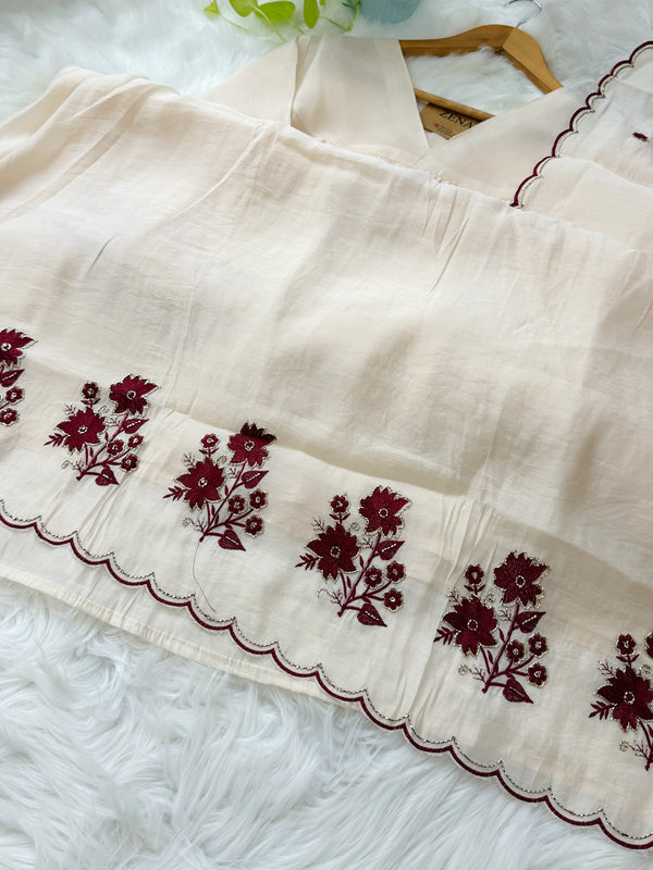 ✨ Mul Chanderi Handwork Anarkali Set