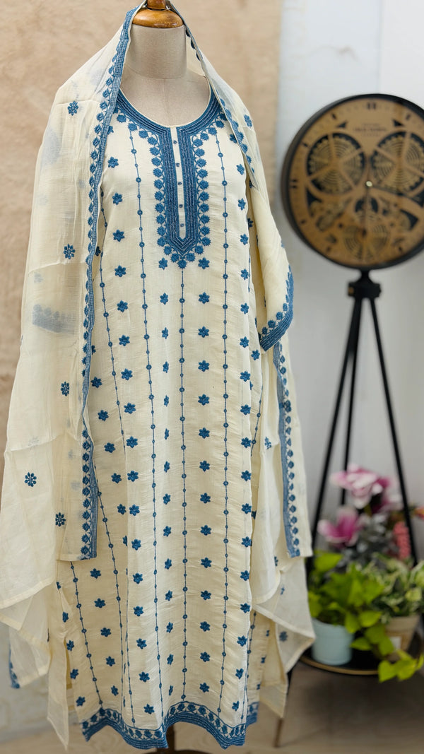 ✨ Coral Chanderi Embroidery Work Kurti