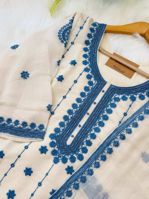 ✨ Coral Chanderi Embroidery Work Kurti
