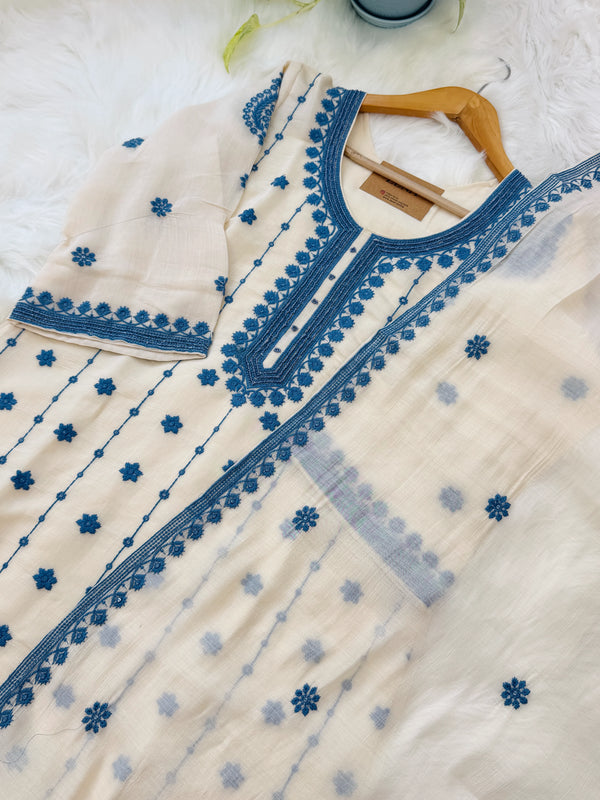 ✨ Coral Chanderi Embroidery Work Kurti