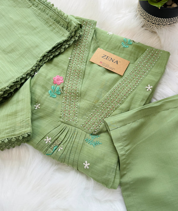 ✨ Mul Chanderi Embroidery Work Anarkali Set
