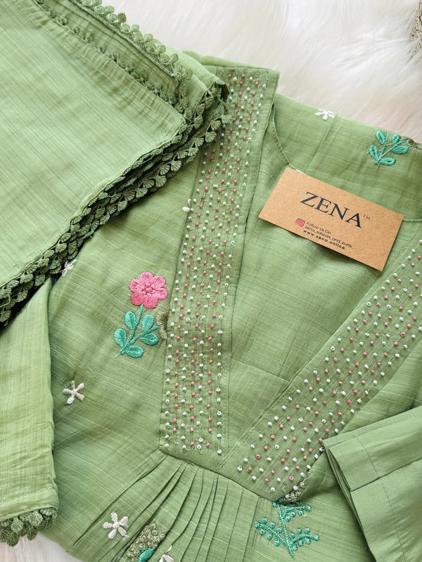 ✨ Mul Chanderi Embroidery Work Anarkali Set