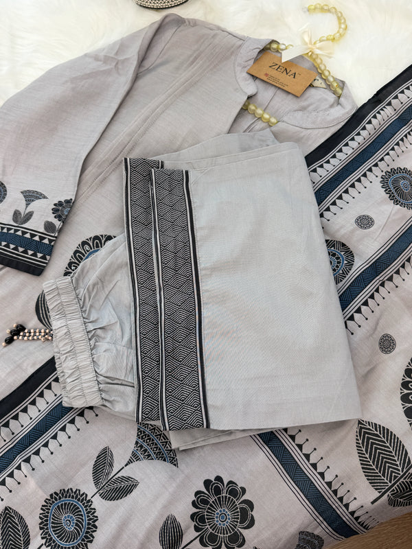 ✨ Mul Chanderi Hand-Detailed Kurti Set