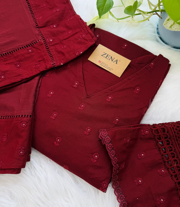 ✨ Premium Cotton Embroidered Kurti Set