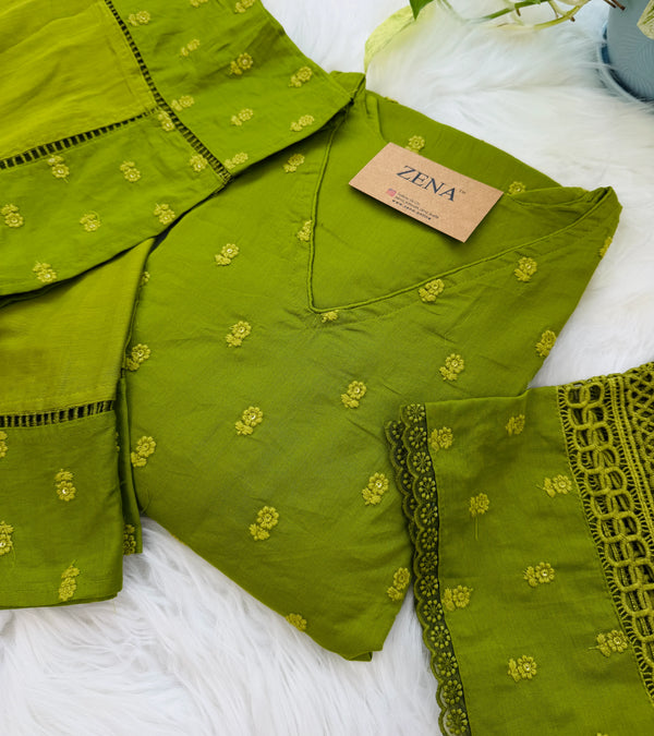 ✨ Premium Cotton Embroidered Kurti Set