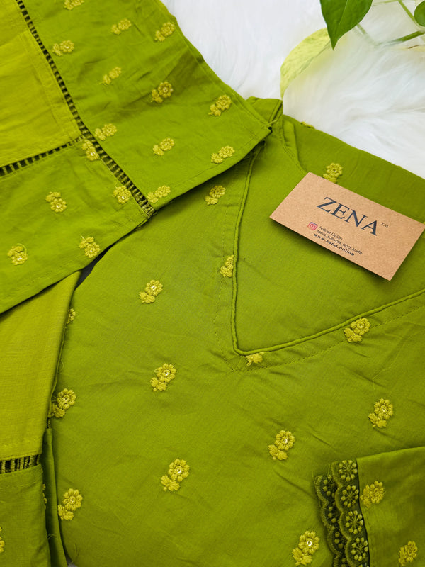 ✨ Premium Cotton Embroidered Kurti Set