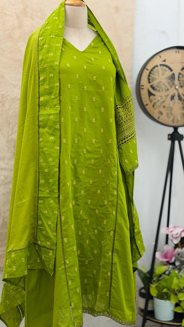 ✨ Premium Cotton Embroidered Kurti Set