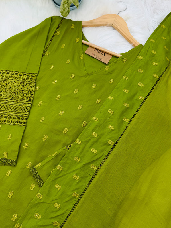 ✨ Premium Cotton Embroidered Kurti Set