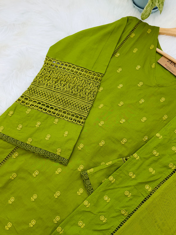 ✨ Premium Cotton Embroidered Kurti Set