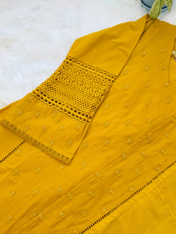 ✨ Premium Cotton Embroidered Kurti Set