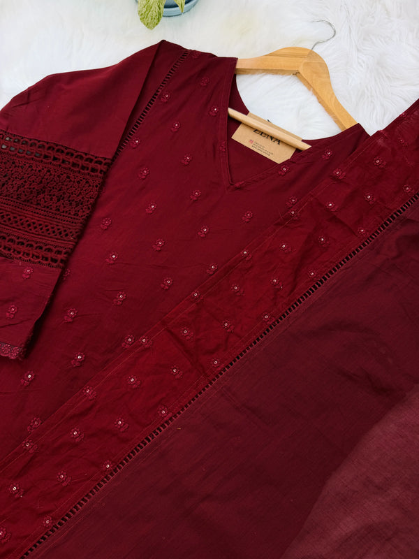 ✨ Premium Cotton Embroidered Kurti Set