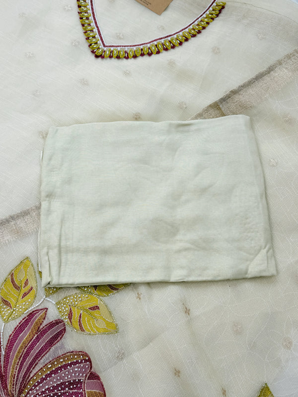 ✨ Pure Tissue Silk Handwork Unstitched Suit