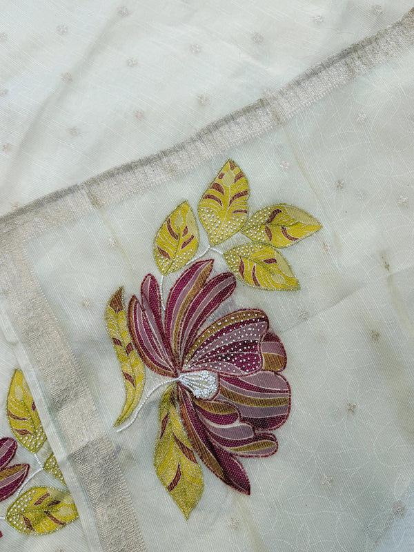 ✨ Pure Tissue Silk Handwork Unstitched Suit