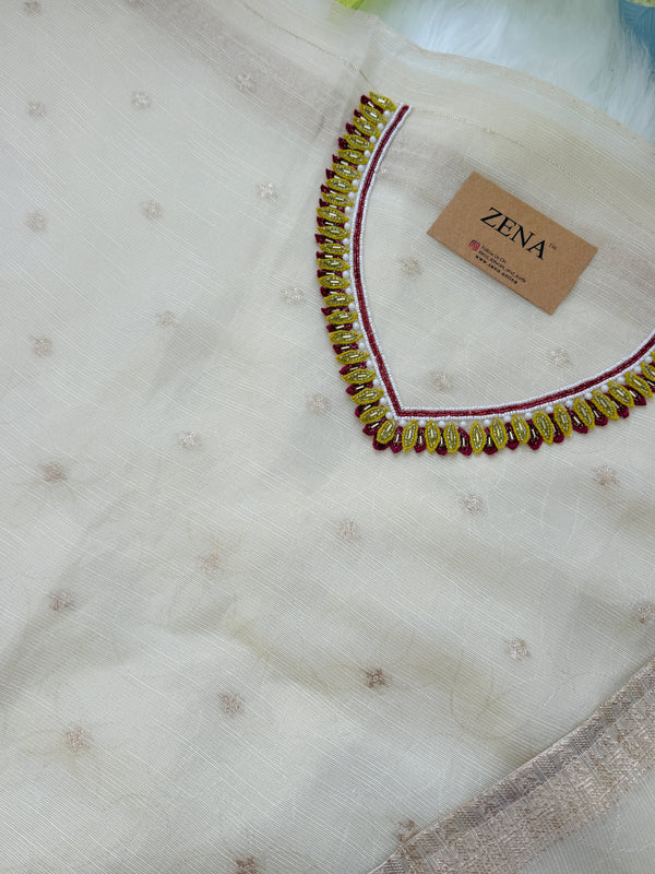 ✨ Pure Tissue Silk Handwork Unstitched Suit