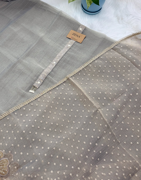 ✨ Crush Tissue Silk Jacquard Work Unstitched Suit ✨