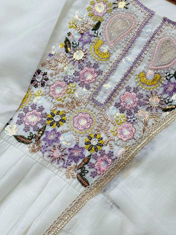 ✨ Glass Chanderi Handwork Anarkali Set ✨