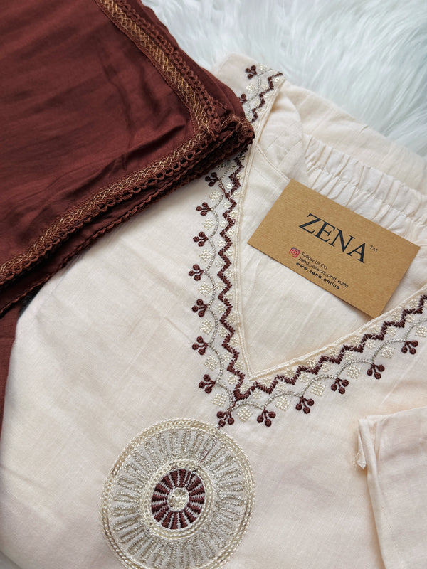 ✨ Mul Cotton Embroidered Anarkali Set ✨