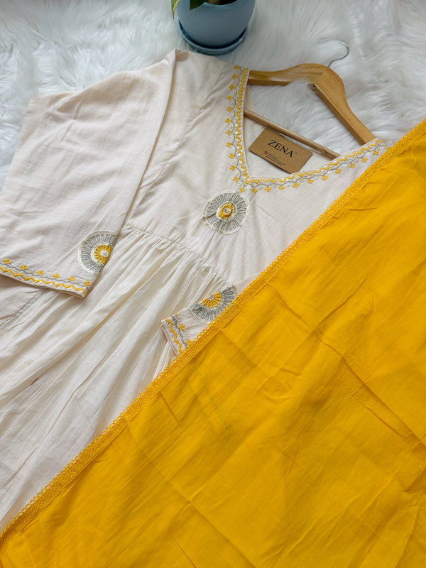 ✨ Mul Cotton Embroidered Anarkali Set ✨