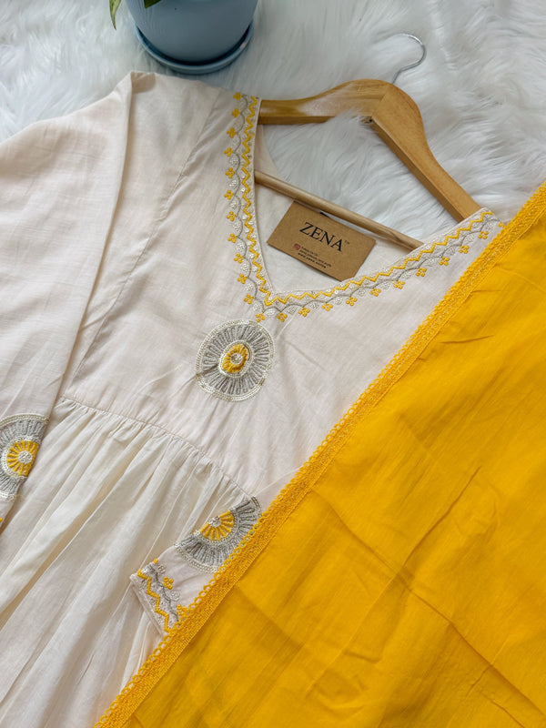 ✨ Mul Cotton Embroidered Anarkali Set ✨