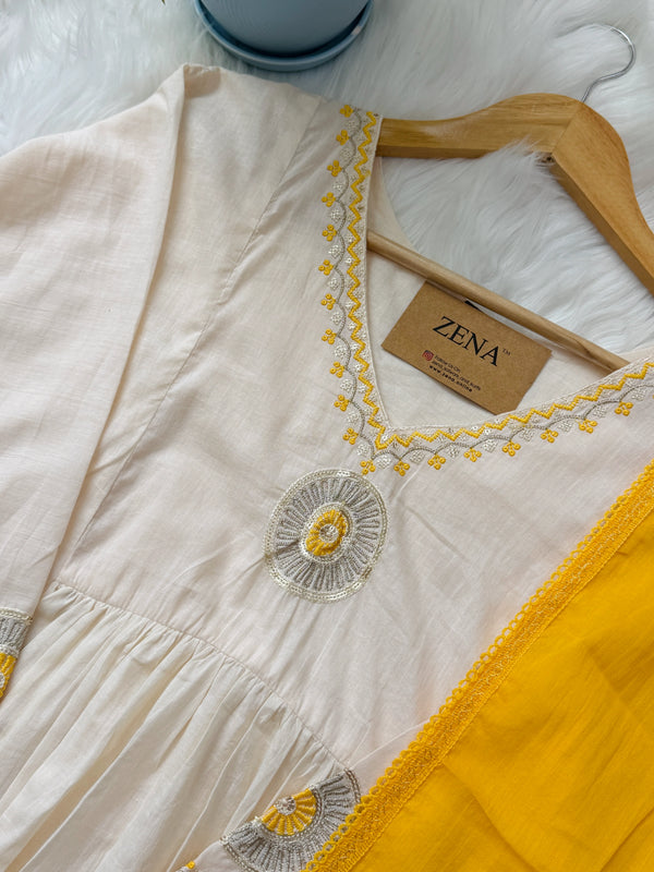 ✨ Mul Cotton Embroidered Anarkali Set ✨