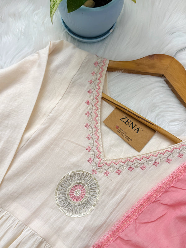 ✨ Mul Cotton Embroidered Anarkali Set ✨