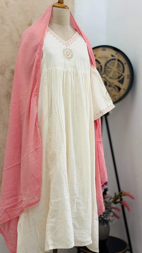 ✨ Mul Cotton Embroidered Anarkali Set ✨