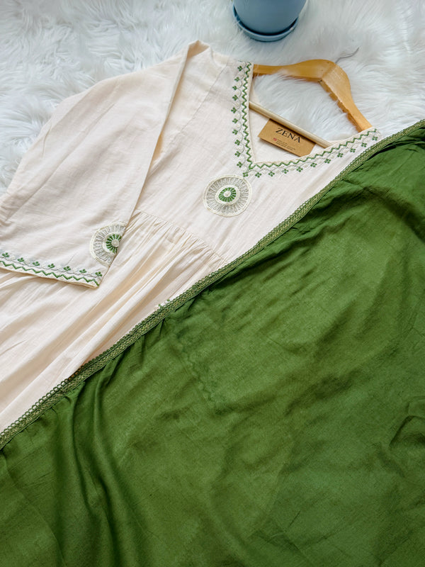 ✨ Mul Cotton Embroidered Anarkali Set ✨