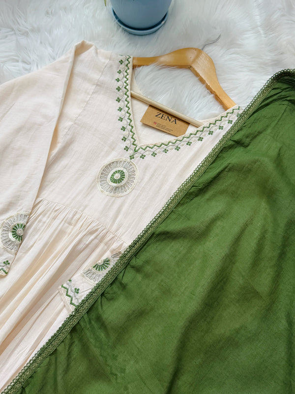 ✨ Mul Cotton Embroidered Anarkali Set ✨