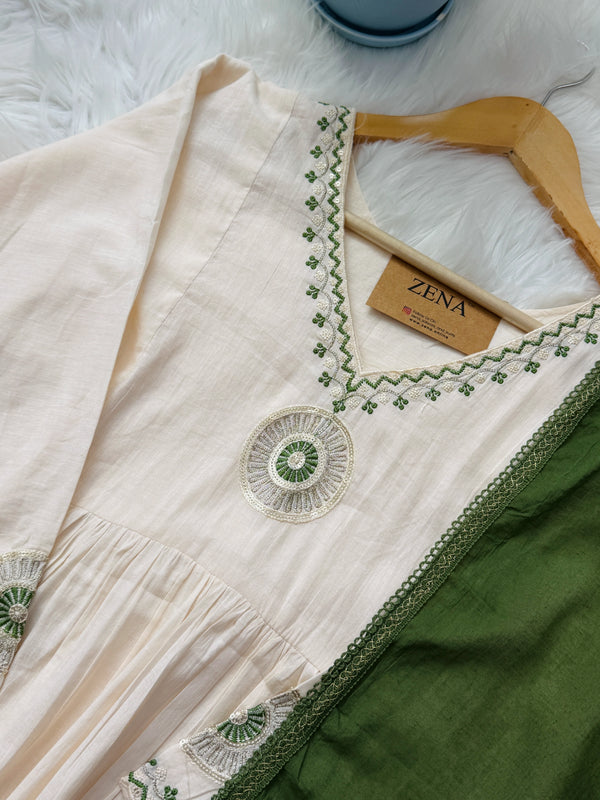 ✨ Mul Cotton Embroidered Anarkali Set ✨