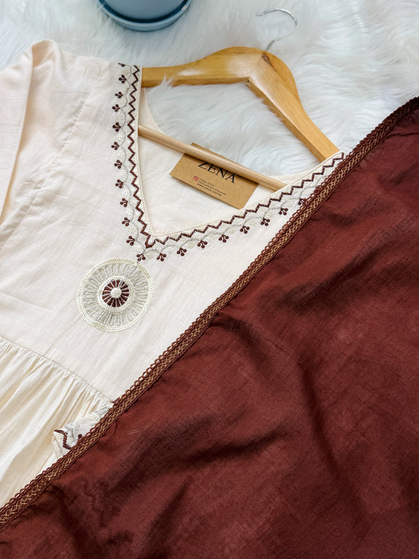 ✨ Mul Cotton Embroidered Anarkali Set ✨