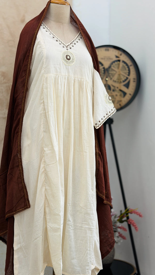 ✨ Mul Cotton Embroidered Anarkali Set ✨