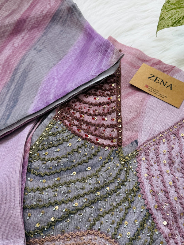 ✨ Linen Hand-Detailed Unstitched Suit ✨