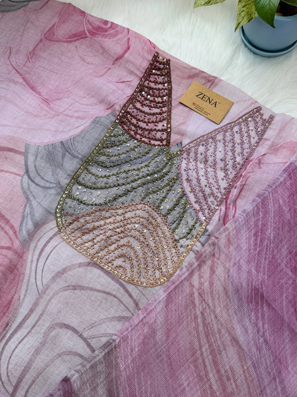 ✨ Linen Hand-Detailed Unstitched Suit ✨