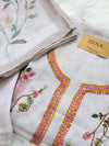 ✨ Linen Silk Hand-Embroidered Unstitched Suit with Kota Doria Dupatta ✨