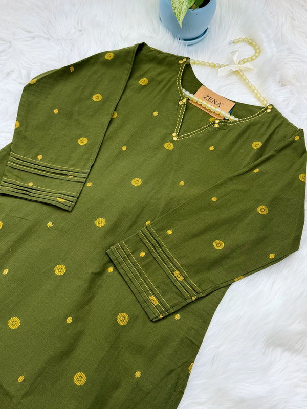 ✨ Pure Cotton Mirror Work Ready-to-Wear Kurti Set ✨
